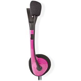 NEDIS headset CHST100PK/ drátová sluchátka + mikrofon/ 2x 3,5 mm jack/ kabel 2 m/ růžový
