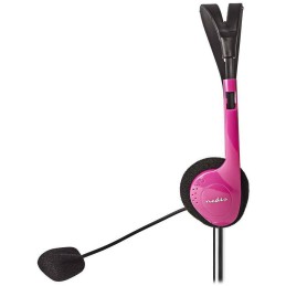 NEDIS headset CHST100PK/ drátová sluchátka + mikrofon/ 2x 3,5 mm jack/ kabel 2 m/ růžový