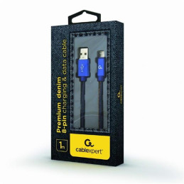 Gembird kábel nabíjací Lightning 8-pin (M) na USB 2.0 (M), prémiový, opletený, metal konektory, 1 m, džínsovina
