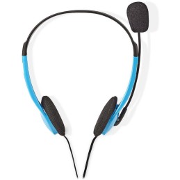 NEDIS headset CHST100BU/ drátová sluchátka + mikrofon/ 2x 3,5 mm jack/ kabel 2 m/ modrý