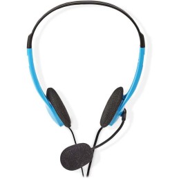 NEDIS headset CHST100BU/ drátová sluchátka + mikrofon/ 2x 3,5 mm jack/ kabel 2 m/ modrý