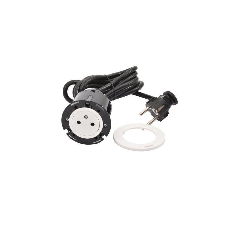 Legrand - Incara™ Disq 60 - Zapuštěná zásuvka 2P+T, bílá, 2m