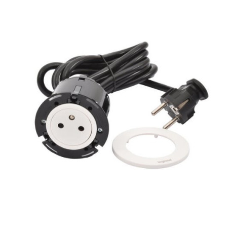 Legrand - Incara™ Disq 60 - Zapuštěná zásuvka 2P+T, bílá, 2m