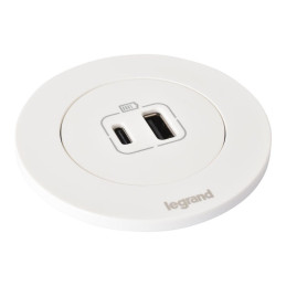 Legrand - Incara™ Disq 60 - Zapuštěná nabíječka USB A+C, bílá, 2m