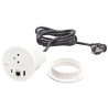 Legrand - Incara™ Disq 80 - Zapuštěná zásuvka 2P+T/USB A+C/RJ45, bílá, 2m