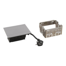 Legrand - Incara™ Pop-up - Osazená krabice do nábytku 2P+T/USB A+C (15W), broušený hliník, kabel 2m
