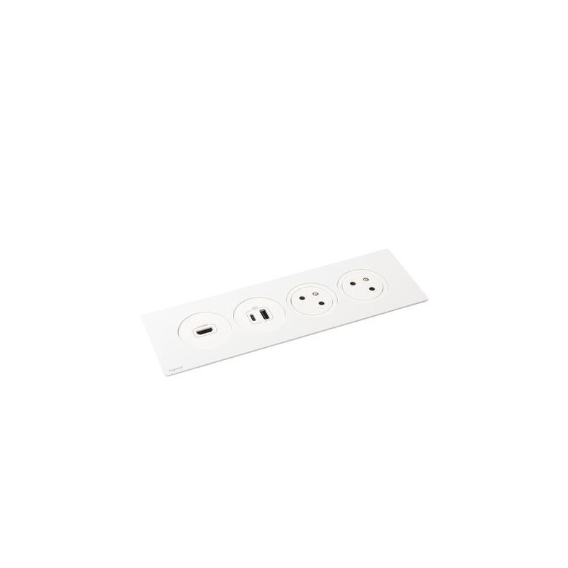 Legrand - Incara™ Disq'In - Zapuštěný zásuvkový blok 2x2P+T/USB A+C/HDMI, bílá, kabel 2m, bez rámečku!