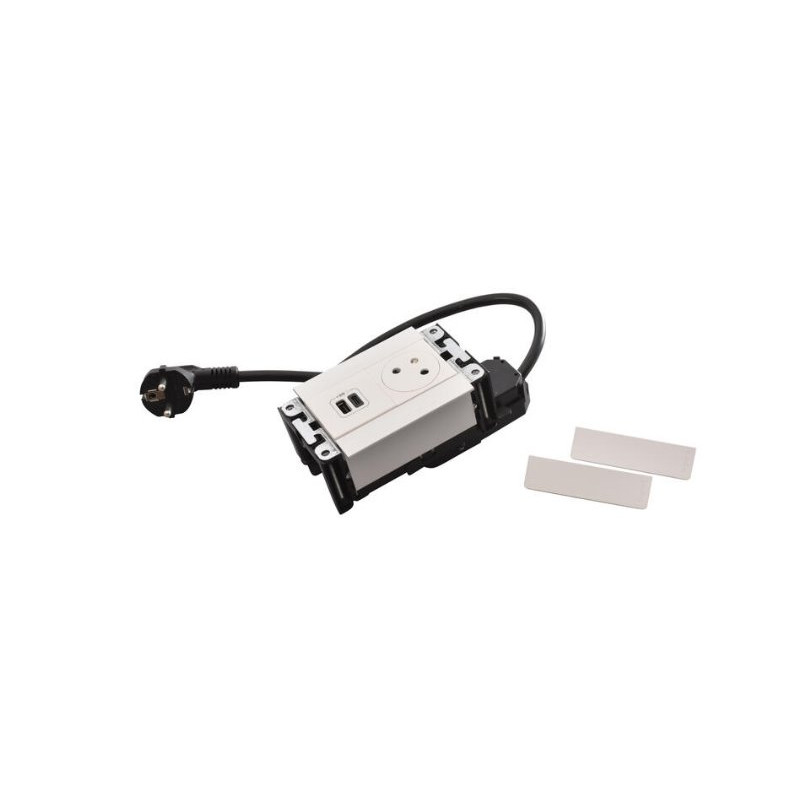 Legrand - Incara™ Multilink - Modular. zapuštěný blok bílý: 2P+T/USBA A+C (15W), kabel 2m