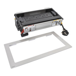 Legrand - Incara™ Flip-up - Zapuštěný zásuv. blok uzavíratelý 3x2P+T/USB A+C (15W), kabel 2m