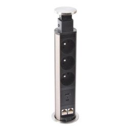 Legrand - Incara™ Tower 60 - Výsuvný zásuvkový blok 3x2P+T/USB A+C/2xRJ45, kabel 2m