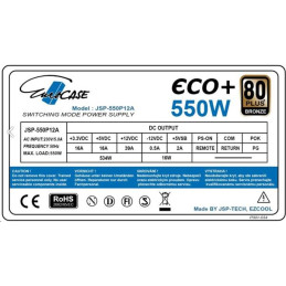 Zdroj Eurocase Eco+ 550W, 80PLUS BRONZE, 12cm ventilátor, bulk