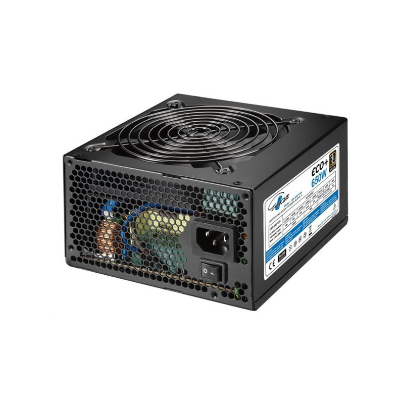 Zdroj Eurocase Eco+ 650W, 80PLUS BRONZE, 12cm ventilátor, bulk