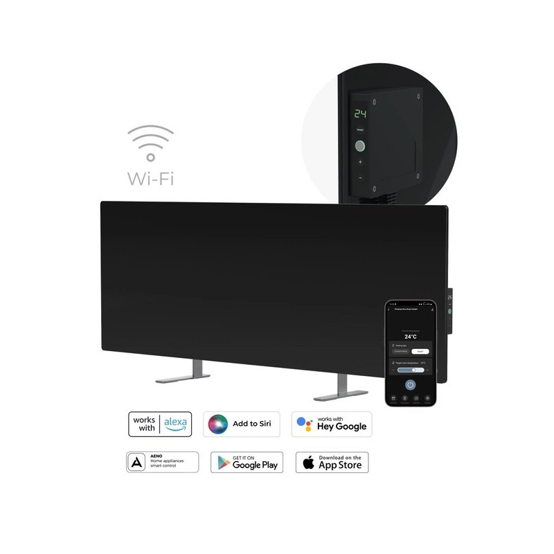 AENO GH4s Chytré Topení, infrared + konvekce, tvrzené sklo,LED displej, 700W, Černá