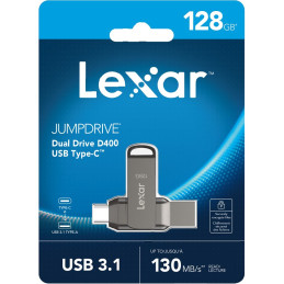 Lexar flash disk 128GB - JumpDrive D400 Dual USB-C & USB-A 3.1 (čtení až 130MB/s)