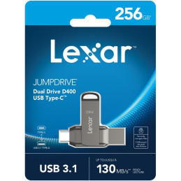Lexar flash disk 256GB - JumpDrive D400 Dual USB-C & USB-A 3.1 (čtení až 130MB/s)