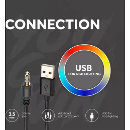 CANYON Herní headset Shadder GH-6, RGB podsvícení, USB + 3,5mm jack, 2m kabel, černý