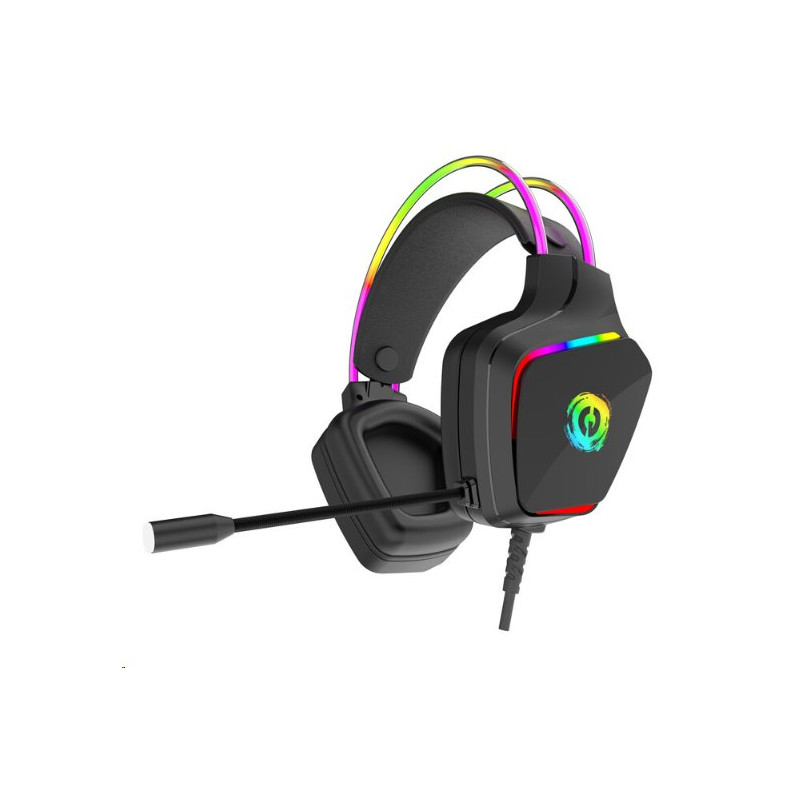 CANYON Herní headset Darkless GH-9A, RGB podsvícení, USB + 3.5mm jack, 2m kabel, černý