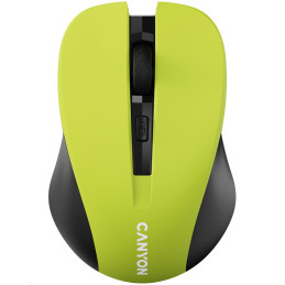 CANYON myš optická bezdrátová CMSW1, nastavitelné rozlišení 800/1000/1200 dpi, 4 tl, USB nano reciever, žlutá