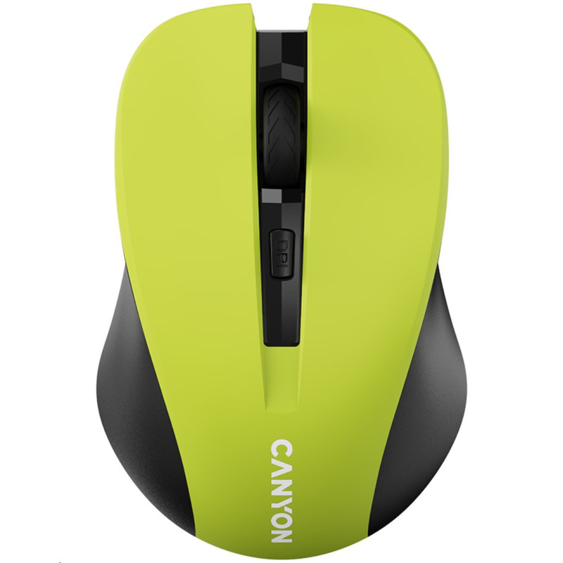 CANYON myš optická bezdrátová CMSW1, nastavitelné rozlišení 800/1000/1200 dpi, 4 tl, USB nano reciever, žlutá
