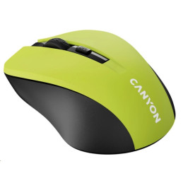 CANYON myš optická bezdrátová CMSW1, nastavitelné rozlišení 800/1000/1200 dpi, 4 tl, USB nano reciever, žlutá
