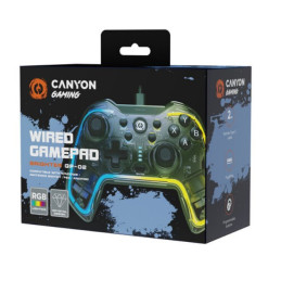 CANYON Drátový gamepad GP-2 RGB 4v1 (Nintendo Switch, Android TV, PC, PS3)