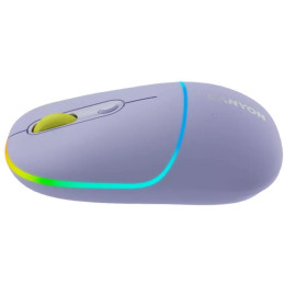 CANYON myš optická bezdrátová MW-22, RGB, 800/1200/1600 dpi, 4 tl, BT+2,4GHz, baterie 650mAh, mountain lavender