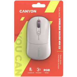 CANYON myš optická bezdrátová MW-22, RGB, 800/1200/1600 dpi, 4 tl, BT+2,4GHz, baterie 650mAh, rice