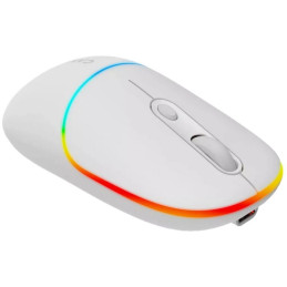 CANYON myš optická bezdrátová MW-22, RGB, 800/1200/1600 dpi, 4 tl, BT+2,4GHz, baterie 650mAh, snow white