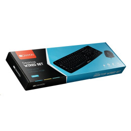 CANYON drátový SET-1 CS klávesnice + optická myš 1000 DPI, USB, CS, voděodolná, černá