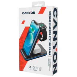 Canyon Bezdrátová nabíječka WS-304 BL, QC18W, 3v1