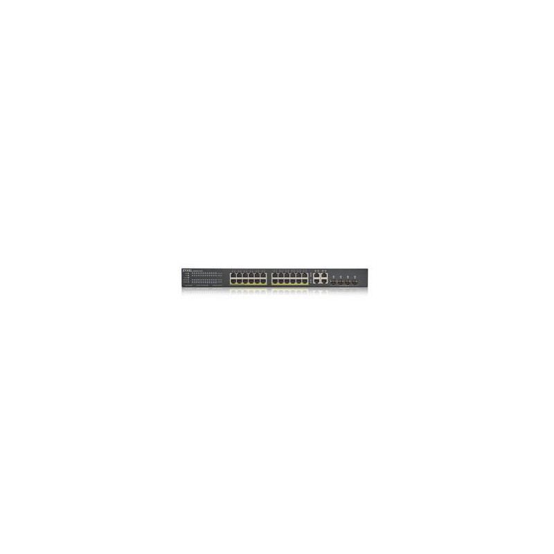 Zyxel GS1920-24HPv2, 28 Port Smart Managed PoE Switch 24x Gigabit Copper PoE and 4x Gigabit dual pers., hybrid mode, sta