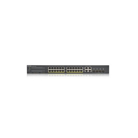 Zyxel GS1920-24HPv2, 28 Port Smart Managed PoE Switch 24x Gigabit Copper PoE and 4x Gigabit dual pers., hybrid mode, sta