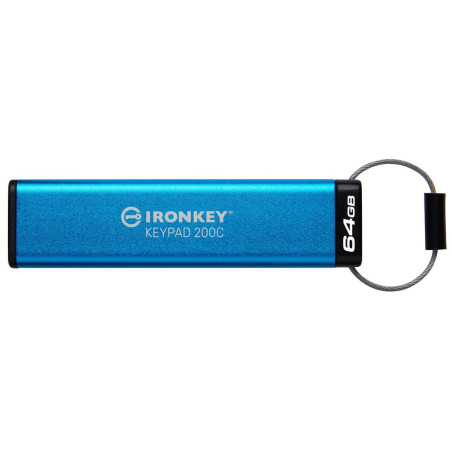 Kingston flash disk 64GB USB-C IronKey Keypad 200C, FIPS 140-3 Lvl 3 (Pending) AES-256