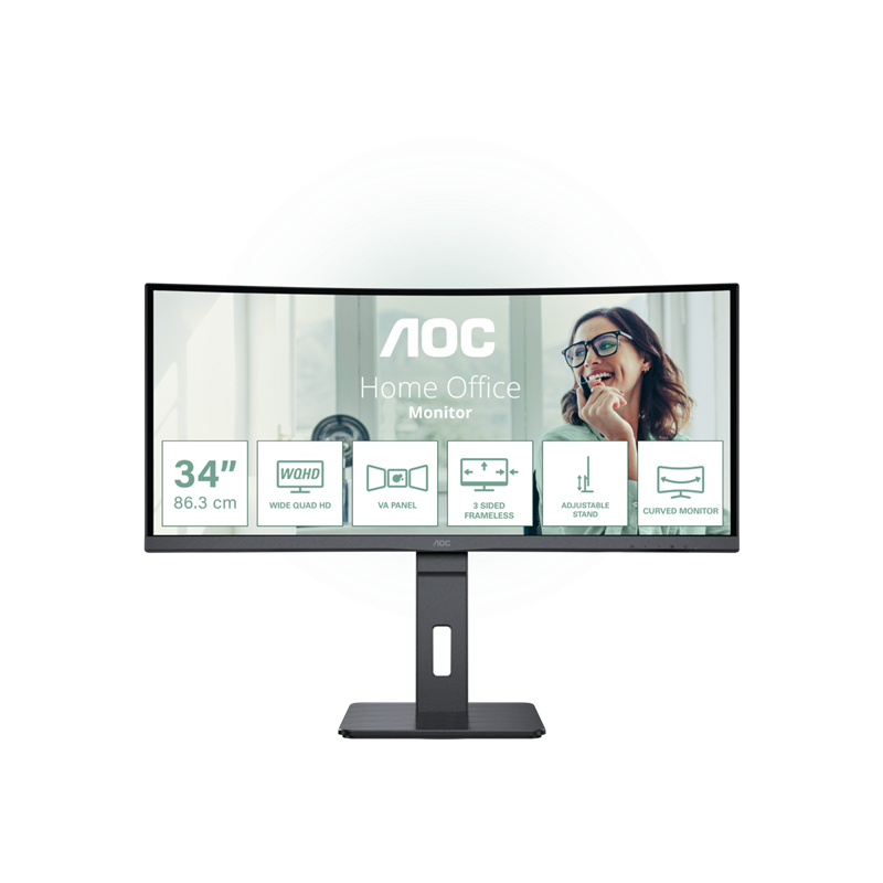 AOC CU34P3CV 34"W VA LED 3440x1440 20 000 000:1 4ms 300cd DP HDMI USB-C(65W) repro