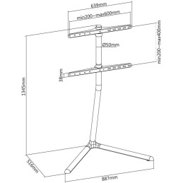 POŠKOZENÝ OBAL - NEDIS podlahový TV stojan/ 49 - 70 "/ 40 kg/ Provedení V-vorm/ Protiskluzový popruh/ Snap-lock/ Hliník/ Ocel/..