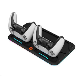 CANYON multifunkční chladící stojan pro PS5, nabíjení 2 PS5 ovladačů, RGB podsvícení, černý