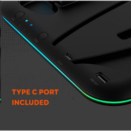 CANYON multifunkční chladící stojan pro PS5, nabíjení 2 PS5 ovladačů, RGB podsvícení, černý
