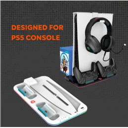 CANYON multifunkční chladící stojan pro PS5, nabíjení 2 PS5 ovladačů, RGB podsvícení, černý