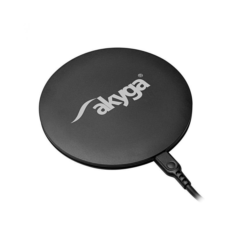 Akyga Bezdrátová nabíjecí podložka 5-12V/ max 15W, Super Fast Charge 3.0, USB-C, černá, 1m