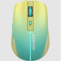 CANYON myš optická bezdrátová MW-44, LED Backlight, 800/1200/1600 dpi, 8 tl, BT+2,4GHz, bat 500mAh, žlutomodrá gradient