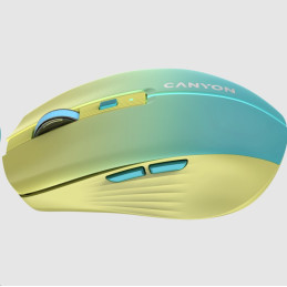 CANYON myš optická bezdrátová MW-44, LED Backlight, 800/1200/1600 dpi, 8 tl, BT+2,4GHz, bat 500mAh, žlutomodrá gradient