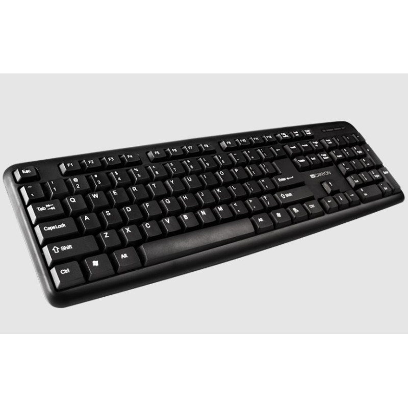 CANYON klasická USB klávesnice, omývatelná, černá, RU layout/Cyrilice, černá