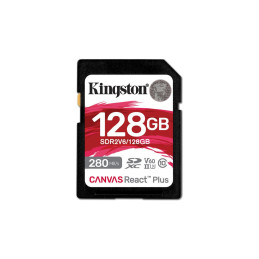 Kingston paměťová karta 128GB Canvas React Plus SDXC UHS-II 280R/100W U3 V60 for Full HD/4K