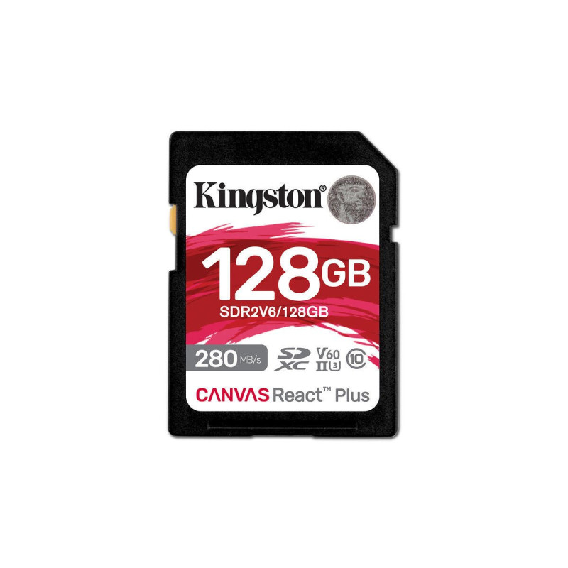 Kingston paměťová karta 128GB Canvas React Plus SDXC UHS-II 280R/100W U3 V60 for Full HD/4K