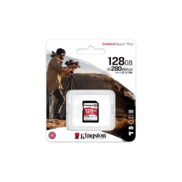 Kingston paměťová karta 128GB Canvas React Plus SDXC UHS-II 280R/100W U3 V60 for Full HD/4K