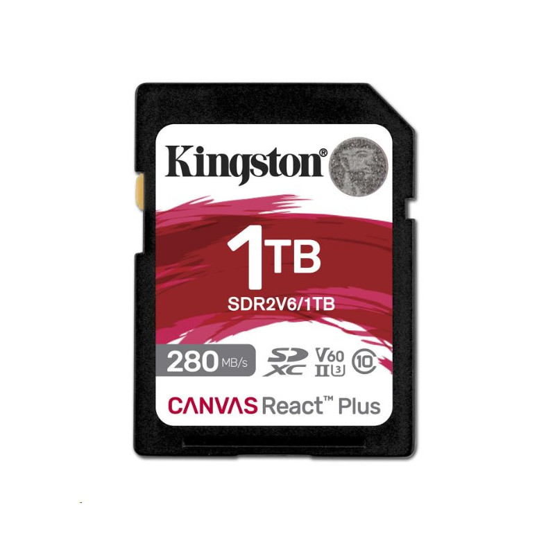 Kingston paměťová karta 1TB Canvas React Plus SDXC UHS-II 280R/150W U3 V60 for Full HD/4K
