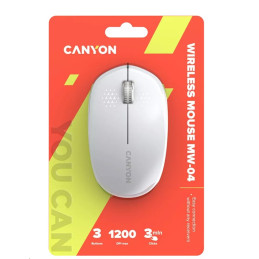 CANYON myš optická bezdrátová MW-4, 1200 dpi,3 tl., Bluetooth, AA baterie, bílá