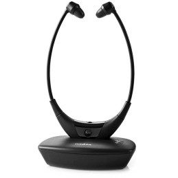 NEDIS bezdrátová TV sluchátka/ RF/ do uší/ výdrž 4,5 hodin/ rozsah 35 m/ digitální zvuk/ vyvážení zvuku/ černé