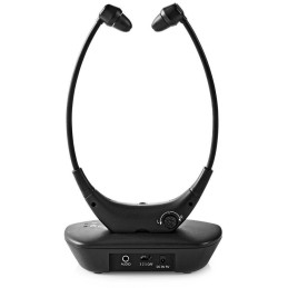 NEDIS bezdrátová TV sluchátka/ RF/ do uší/ výdrž 4,5 hodin/ rozsah 35 m/ digitální zvuk/ vyvážení zvuku/ černé