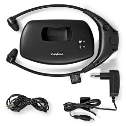 NEDIS bezdrátová TV sluchátka/ RF/ do uší/ výdrž 4,5 hodin/ rozsah 35 m/ digitální zvuk/ vyvážení zvuku/ černé